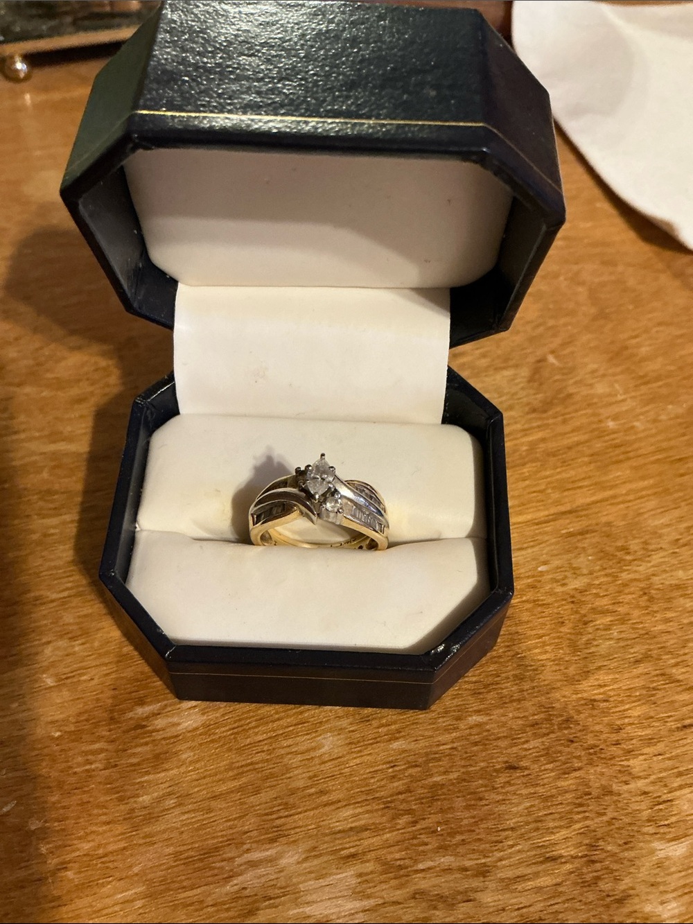 Elegant Two-Tone Gold and Silver Marquise Diamond Woman’s Wedding set rings